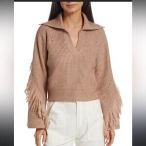 DESIGN HISTORY Fringed Johnny Collar Sweater XS